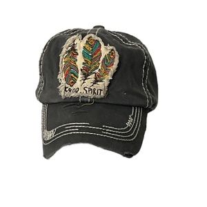 Kbethos Vintage Free Spirit Women Distressed Denim Cap Trucker Hat Gray Cotton